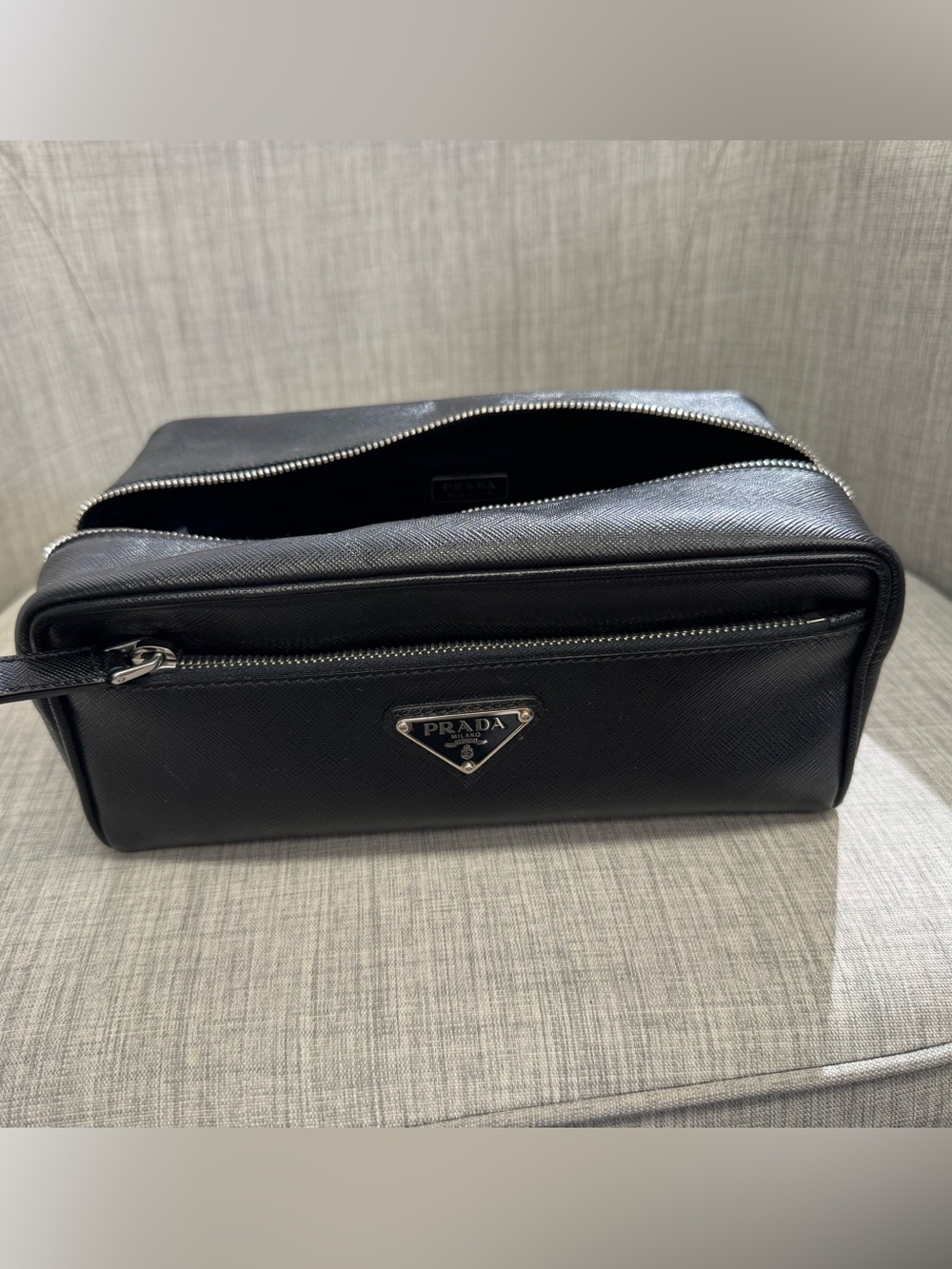 Prada saffiano toiletry kit / dopp bag